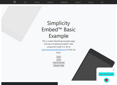 widget running in web page