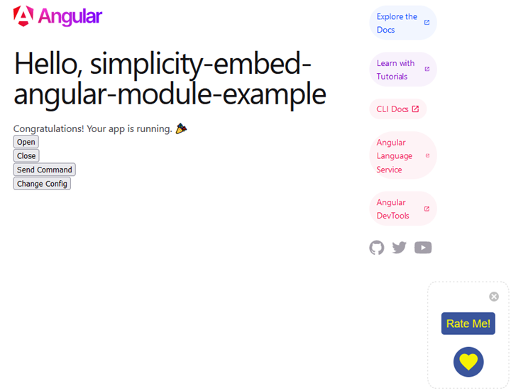 widget running in web page